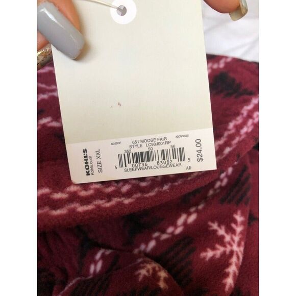 Men's Microfleece Sleep Pajama Pants size XXL Moose Snowflake - Picture 7 of 8